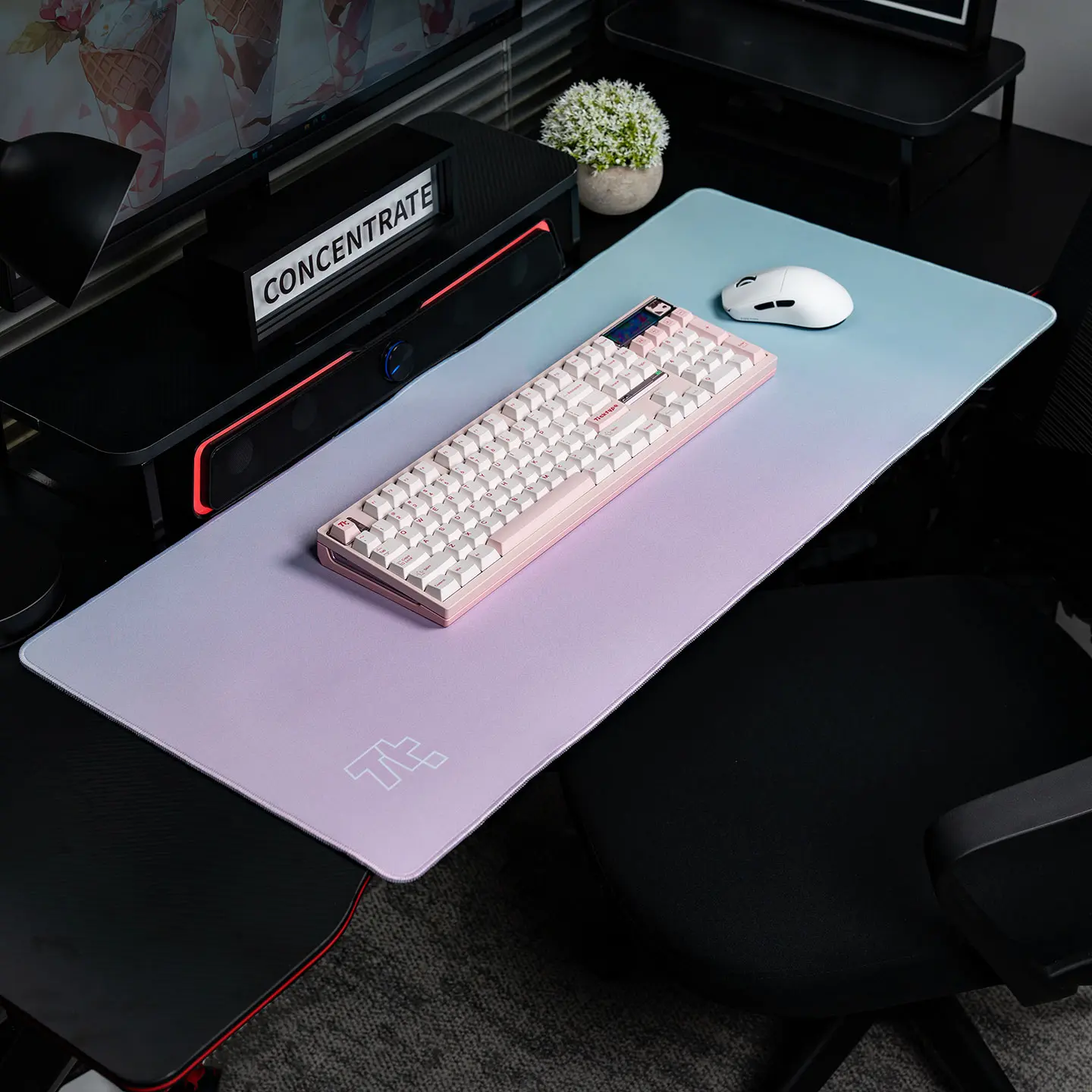 Ticktype Premium Large Desk Mat 900x400mm – Smooth Gaming Mouse Pad, 4mm Thick, Non-Slip Rubber Base & Stitched Edges