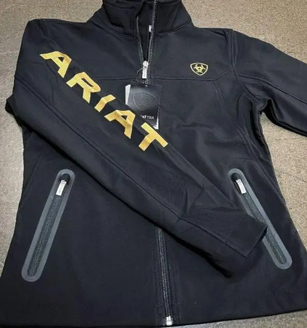 Ariat Women's Classic Team Softshell Brand Jacket, Black/Gold