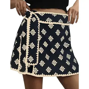 Women’s Wrap Skort, 2025 Summer Casual Loose-Fit Mini Skirt with Side Knot Detail, Elastic Waistband, Printed Design, and Belt