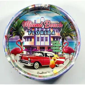 Miami Beach Florida Scene Ceramic Ashtray 5"