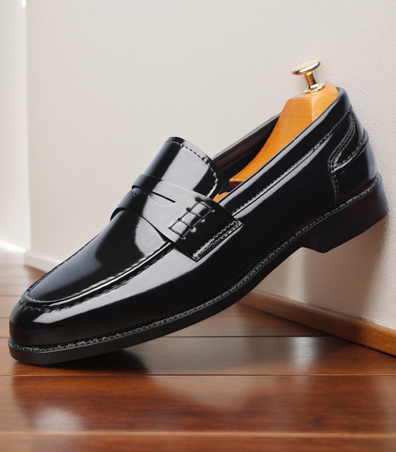 Men's Classic Penny Loafers, Glossy Slip-On Formal Dress Shoes8661