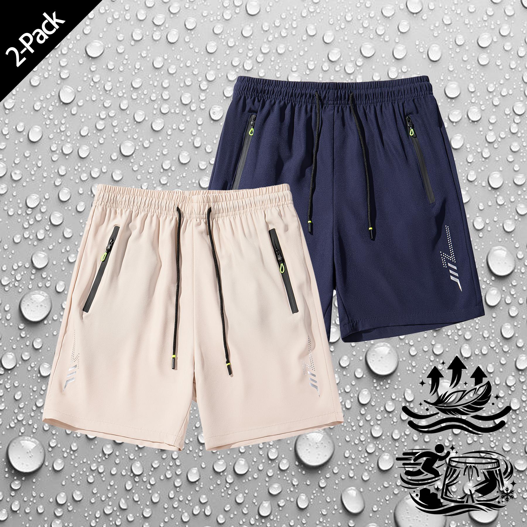 Men's 2 Pack Athletic Running Shorts Quick Dry Moisture Wicking Lightweight Breathable Workout Gym Shorts with Zipper Pockets Stretchy Waist for Jogging Hiking Outdoor Sports Training Casual Daily Wear Active Performance Shorts