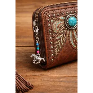 Western Zipper Charm with Horse & Beads