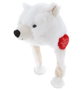 PLUSH I LOVE YOU RED HEART - SUPER SOFT PLUSH HAT - POLAR BEAR