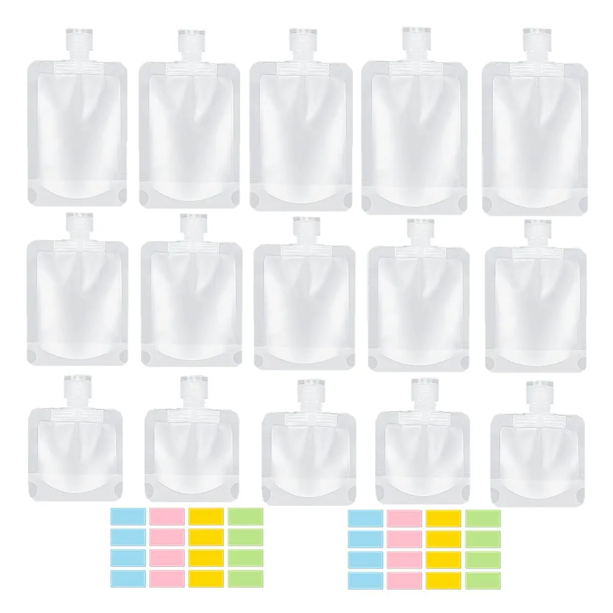 17PCS TSA Approved Travel Toiletry Containers, Refillable Stand-Up Travel Pouches for Shampoo, Conditioner, Lotion, Soap & Liquids