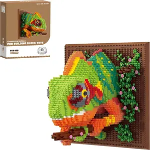 BRICXOR 3D Wall Art Chameleon Building Blocks Set for Adults - Unique Home Wall Decor Set for Adultsor Table Display, Creative Hobbies Toys Gifts for Men and Women (2688 Pieces)