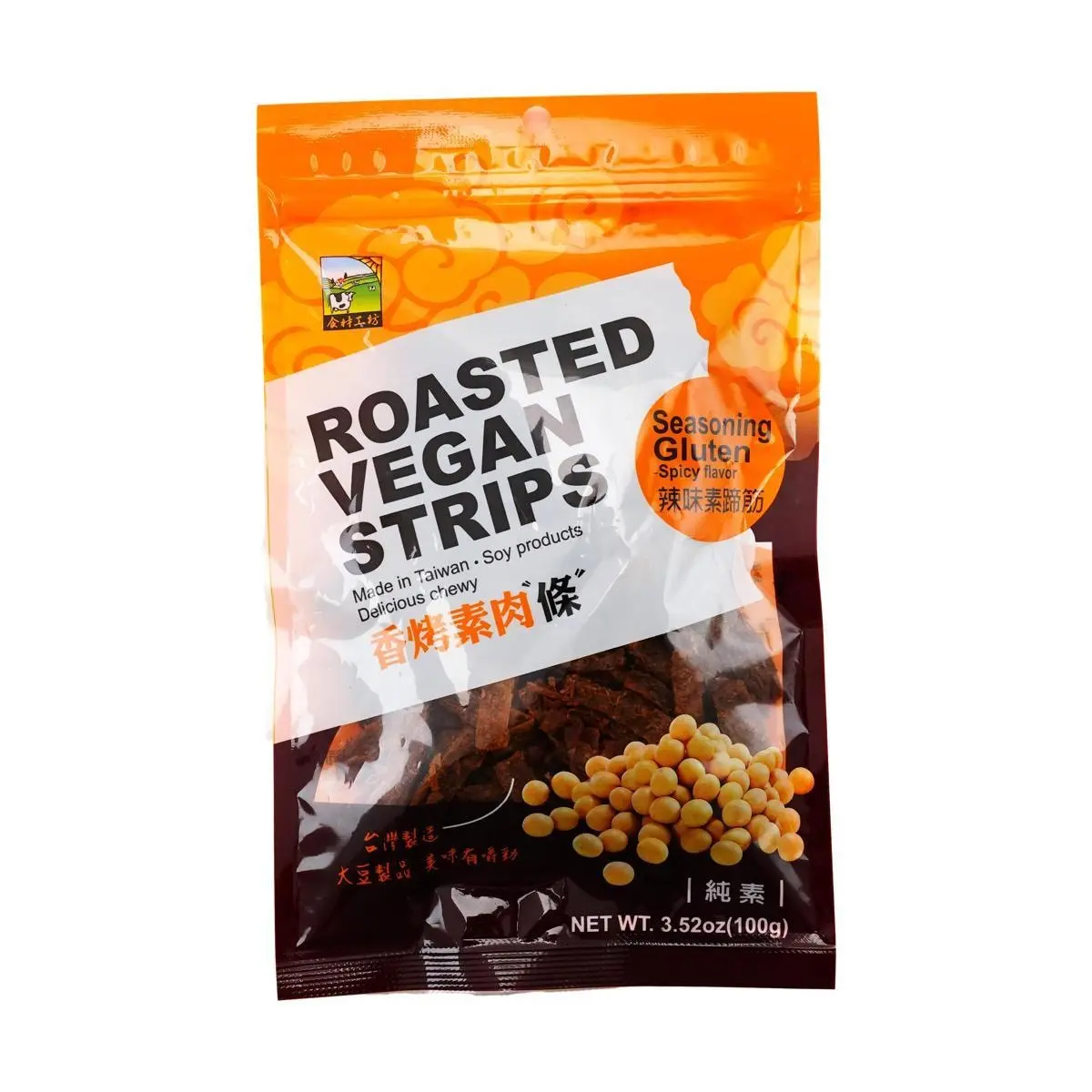 JHZJ Taiwan Spicy Roasted Vegetarian Jerky Strips - Savory Vegan "Pork Tendon" Snack 100g