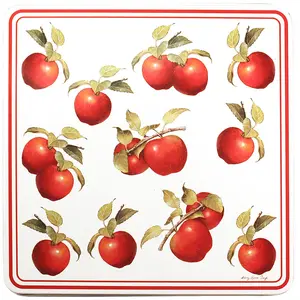 Apple Square Gas Tin Burner Cover Set (4-Piece, 9x9 in), Scratch-Free Harvest Design for Stove Decor & Burner Protection (Large Appliance Parts & Accessories)