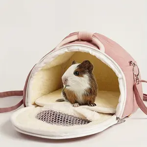 Soft Pink Hamster Carrier Bag with Breathable Mesh & Zippered Closure - Compact Travel Pouch for Guinea Pigs, Chinchillas