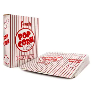 4J Red & White Striped Close Top Popcorn Boxes, Popcorn Containers Bulk 50 Count, Movie Night Supplies 2.3 oz. Capacity, 5.75" x 2.5" x 8.5"