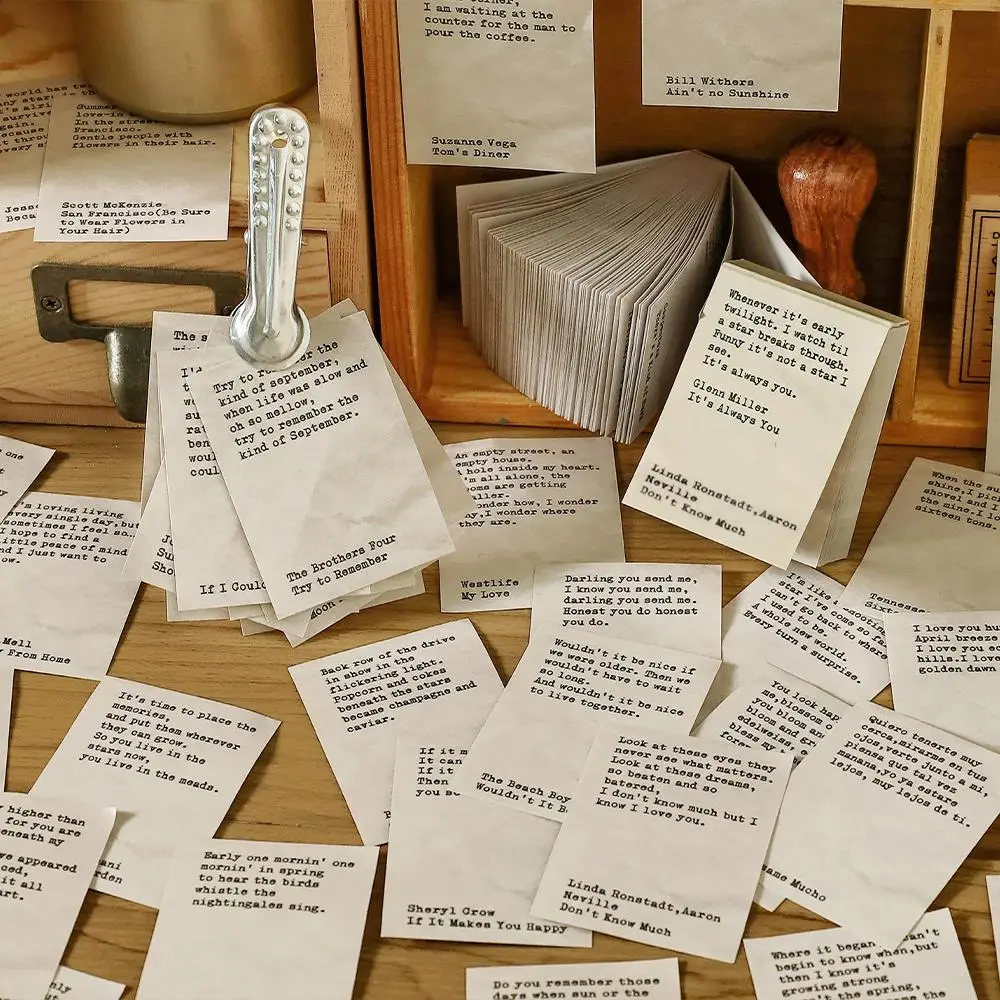 English Word List for Scrapbooking, 100pcs/pack DIY Material Paper, Vintage Decorative Cards for Students Bedroom Dormitory