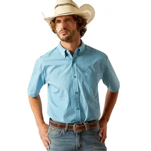 10054681 Ariat Men's Guy Classic Fit Short Sleeve Shirt -Turquoise