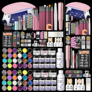 Peacecolor  Complete Acrylic Nail Kit Starter Set With Acrylic  Powder Acrylic Liquid UV LED Lamp Nail Drill Machine Nail  Art Tools Home Salon