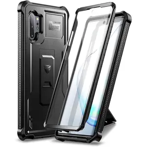 Case for Samsung Galaxy Note 10+ , [Built in Protector and Kickstand] High Grade Protection Shockproof Protective Cover for Samsung Galaxy Note 10 Plus Black