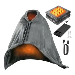 Portable Heated Blanket Shawl, USBHeated Blanket Shawl 63" x 33.5" WearableElectric Blanket Small without Battery PackAdjustable 3 Levels Fast Heating Electric ThrowMachine Washable USB Heated Wrap for Office/Home,Soft Heated Valentine's Day Gift