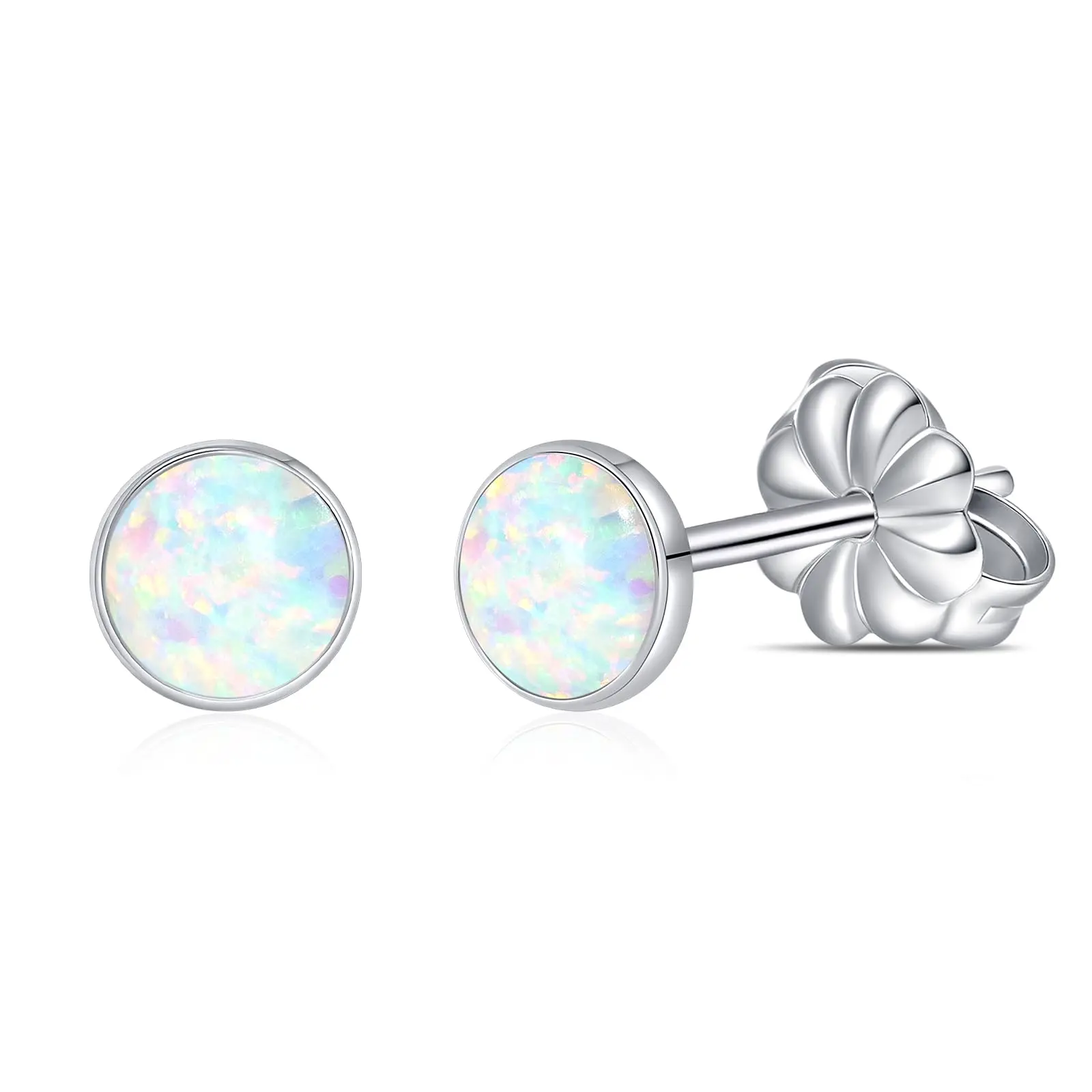 Limerencia G23 Pure Titanium Hypoallergenic Earrings, Minimalist Opal Studs, F136 Implant Grade Fine Jewelry for Sensitive Ears