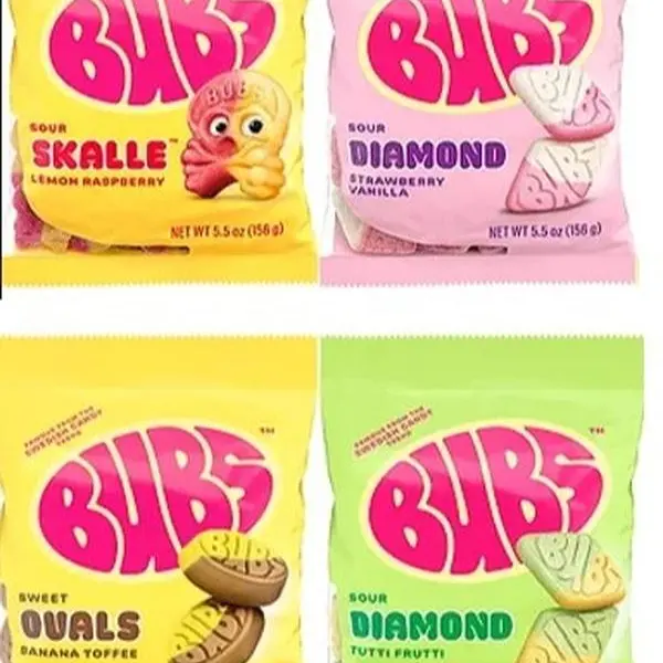 BUBS Swedish Gummy Fruit and Chewy Candy Sweet Sour Tangy Lemon Raspberry Flavor Chewy Texture 5.5 oz Viral Sensation Swedish Candy