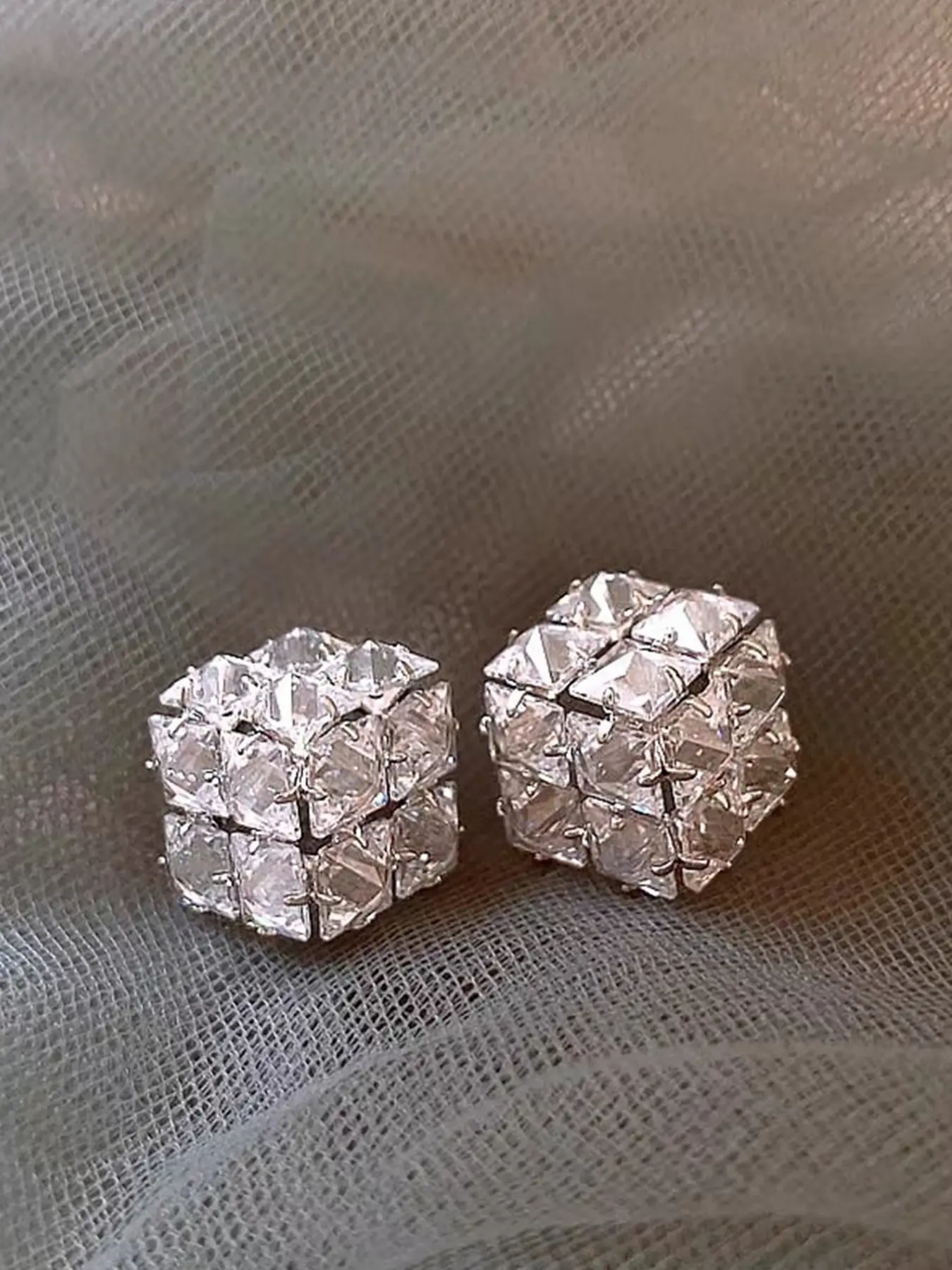 Elegant Geometric Square Synthetic Zircon Copper Statement Earrings, Luxurious Fashion Jewelry for Parties and Daily Wear, Perfect Gift for Women
