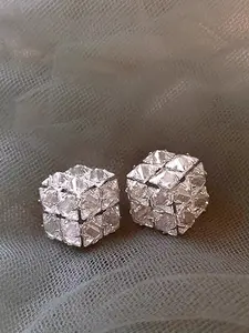Elegant Geometric Square Synthetic Zircon Copper Statement Earrings, Luxurious Fashion Jewelry for Parties and Daily Wear, Perfect Gift for Women