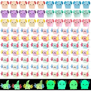 100 Pcs Mini Resin Glow in The Dark Figures Tiny Luminous Animal Resin Ornament for DIY Landscape Dollhouse Potted Plants