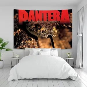 Rock Band Panteras Tapestry Aesthetic Home Decoration Wall Hanging Bedroom Dorm Background Banner Room Club Bar Cafe Decor Gifts boys and girls room decor