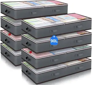 Under bed storage bag Large capacity under bed storage bag with transparent window and reinforced handle (90L)