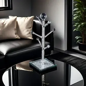 1pc, High-End Crystal Diamond Vertical Cup Holder, Shiny High-Quality Cup Tree, Space-Saving Kitchen Organizer, Convenient And Stable Movable Detachable Coffee Cup Storage Box And Necklace Hooks, Halloween/Christmas Decoration