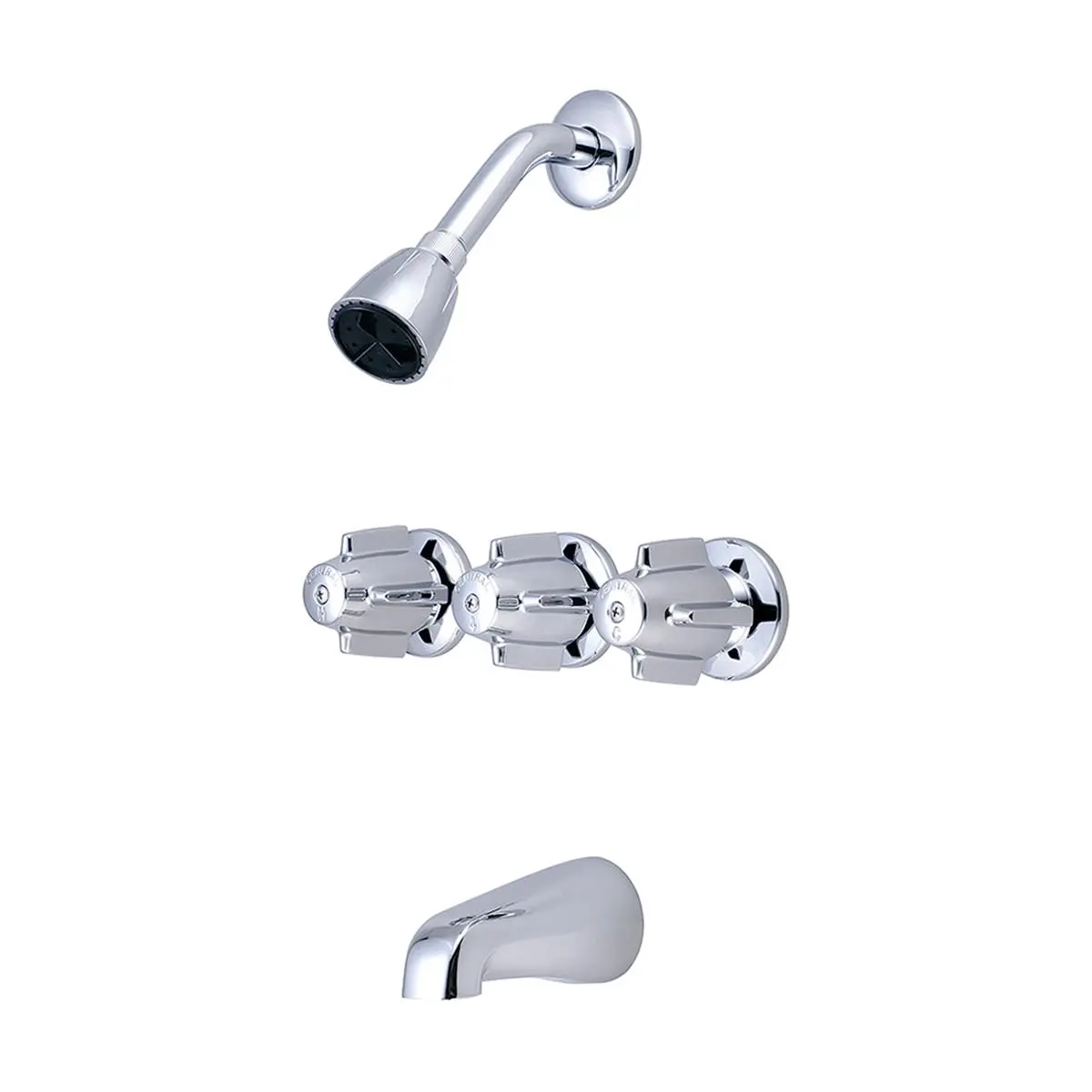 Central Brass 0968 Three Handle Tub & Shower Set - Polished Chrome