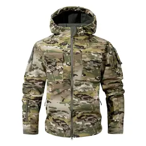Men's Multi-Pocket Workwear Hooded Jacket, Fleece Waterproof Jacket, 9 Cl Menswear ose-Fitting Pockets Fleece Design. Menswear Coats Coats Tops Long Sleeve Operator Motocross Camo Camouflage Casual Navy OutdoorfunvPTd
