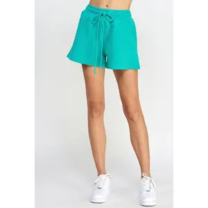 Turquoise Textured Soft Short Pants
