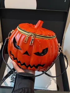 Latest Halloween Pumpkin Bag, Uncommon Design Creative Circular Concave Shape Crossbody Bag For Women, Large Capacity Vintage Silver/Gold Shoulder Bag For Moto Girls And Y2K Fashion, Halloween Purse, Perfect For Fancy Party Halloween Fashion & Gothic Fash