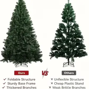 7.5ft Artificial Christmas Tree with 1346 Branch Tips, Festive Christmas Tree with FoldableMetal Base, Easy to Assemble, Qutdoor Christmas Tree for Patio Porch Home Office PartyDecoration Green Christmas Tree