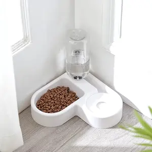 Double Feeder Automatic Water Drinking Pet Dog Cat Fountain and Stainless Steel Food Bowls Design for Dogs Cats