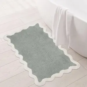 Bathroom Rug 20 X 32 Bath Mats for Bathroom Decor Sage Green Bath Rug Bathroom Mats or Bathtub Mat for Shower Accessories Absorbent Rug or Scallop Bath Room Runner Rugs