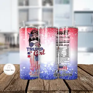 Donald Tramp support tumbler, blue red and white tumbler, unites stats, USA flag, glitter tumbler