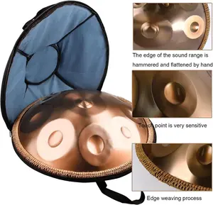 Stainless steel pure handmade factory price 9 tone gold small handpan drum