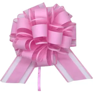 6 Pieces 6 Inches Large Pink Pull Bows Ribbon Bows for Party Gift Wedding Wrapping Boxes Flower Present Decorations