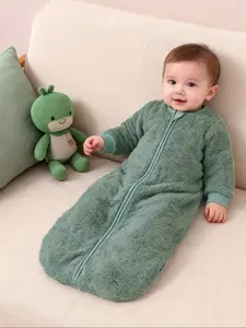 Suitable for 12-18M boys and girls in autumn and winter, wearing solid color long sleeved casual and simple baptism gifts and robes. The integrated design of swaddling clothes brings comfort and sense of security to babie Baby Clothing