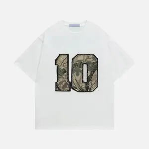 Camo 10 Patch Oversized Tee  Camouflage Number Graphic Unisex Streetwear Casual T-Shirt