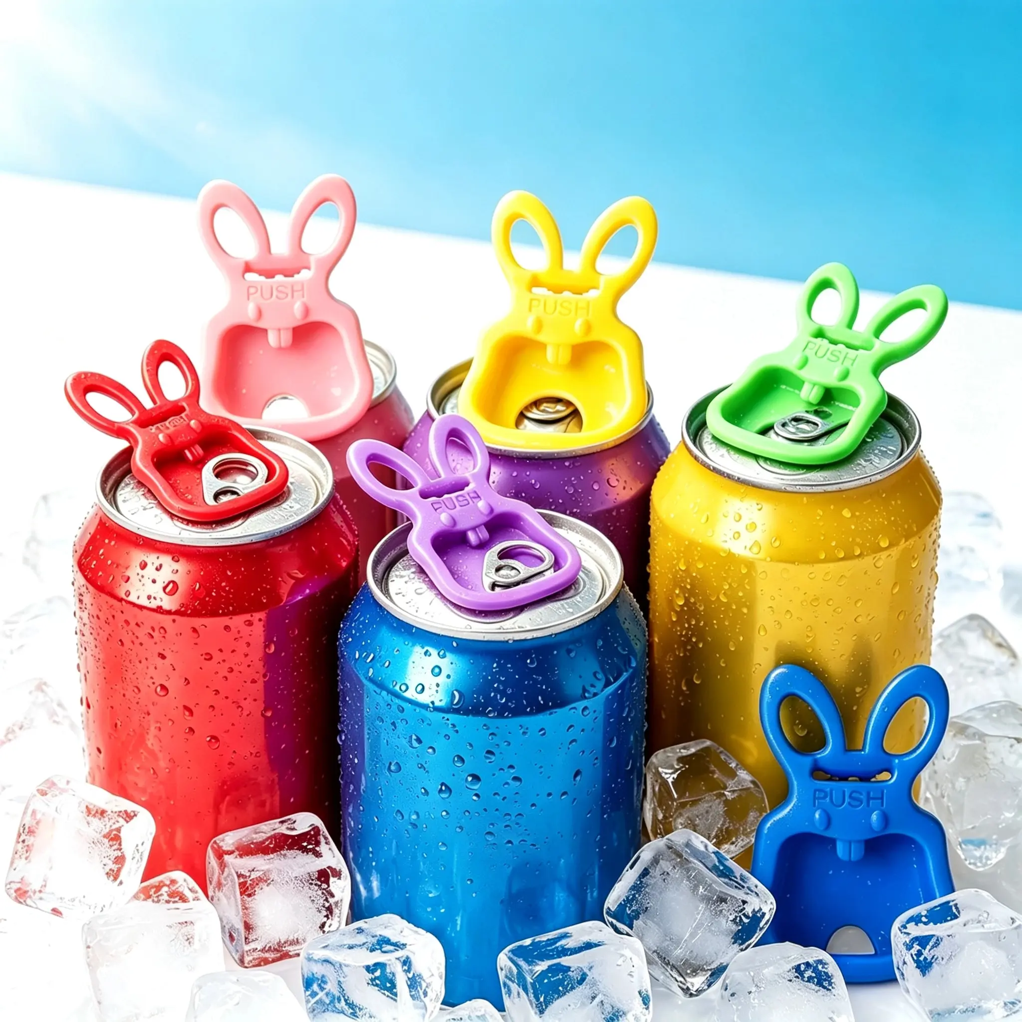 Can Opener Complete Cover Easy Tab Opener New and Improved 6PK Beverage Barricade 2.0. Applicable to 202 Can,Colorful Drink Can Protector Cap for Soda,Beer,Coke Shields From Bugs,Bees,Dust at the Party,BBQ,Beach