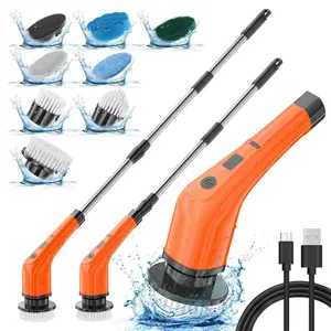 【Super Electric】- All-Angle Rotating Electric Scrubber, Flexible Working Angle 2 Speed Cleaning Brush with 8 Universal Heads, Reach Narrow Corners Gaps Hard-to-Clean Places Easily bathtub handle adjustable