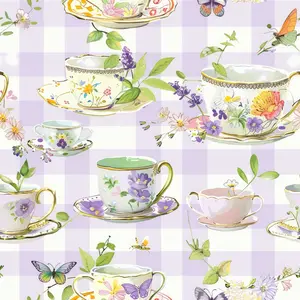 Tea Party Gingham Pattern 4 Quilting Cotton Fabric