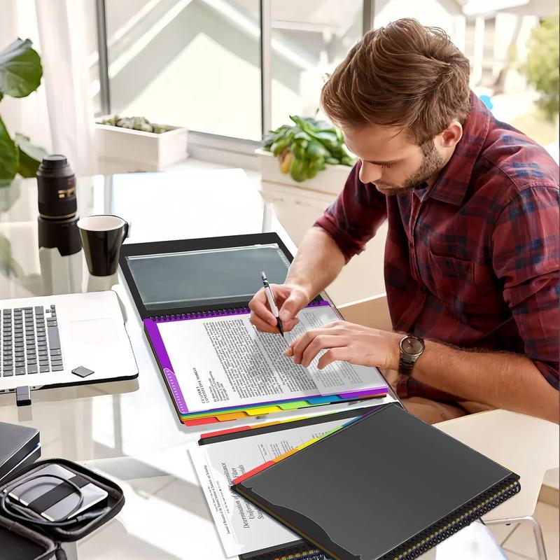 12 Pocket Plastic Folders with Pockets  Multi Pocket Folder Binder with Dividers Office Organizer Folder Letter Size School Supplies Stay Organized Stay Corner Zipper PVC Pocket