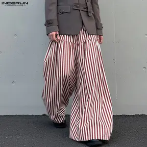 INCERUN Men Spring/Summer Fashion Minimalist Striped Trousers