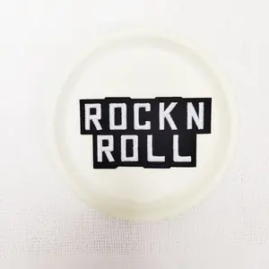 1PCS ROCKN ROLL Embroidered Cloth Patch, White Creative Letter Design Badge, DIY Decorative Patch Cloth Patch for Hats, Bags, Shoes, and Clothing, Durable Material with Back Hot Melt Adhesive for Stitching, Ironing, and Washing Resistance