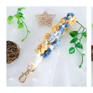 Colorful Macrame Wristlet Macrame Flower Wristlet Macrame Daisy Wristlet Macrame Keychain Floral Keychain Boho Accessory