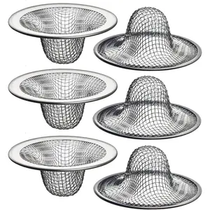 6 Pack - 2.125" Top / 1" Basket- Mesh Sink Drain Strainer Hair Catcher for Bathroom Sink, Utility, Slop, Laundry, RV and Lavatory