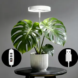 Indoor Plant Growth Light with LED Full Spectrum, USB Rechargeable, Height Adjustable and Dimmable Timer for Healthy Indoor Plants
