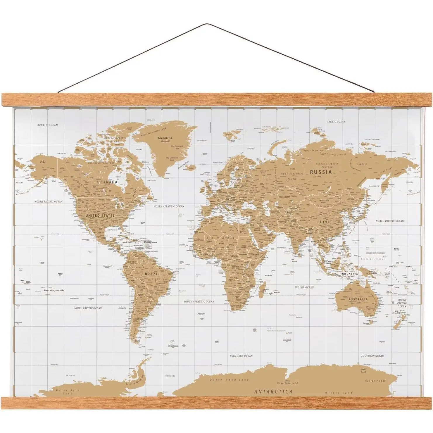 Magnetic Poster Hanger Frame, 48x36 48x24 48x32 Teak Wood Magnet Poster Frame for Posters, Prints, Photos, Pictures, Maps, Scrolls, and Canvas Artwork