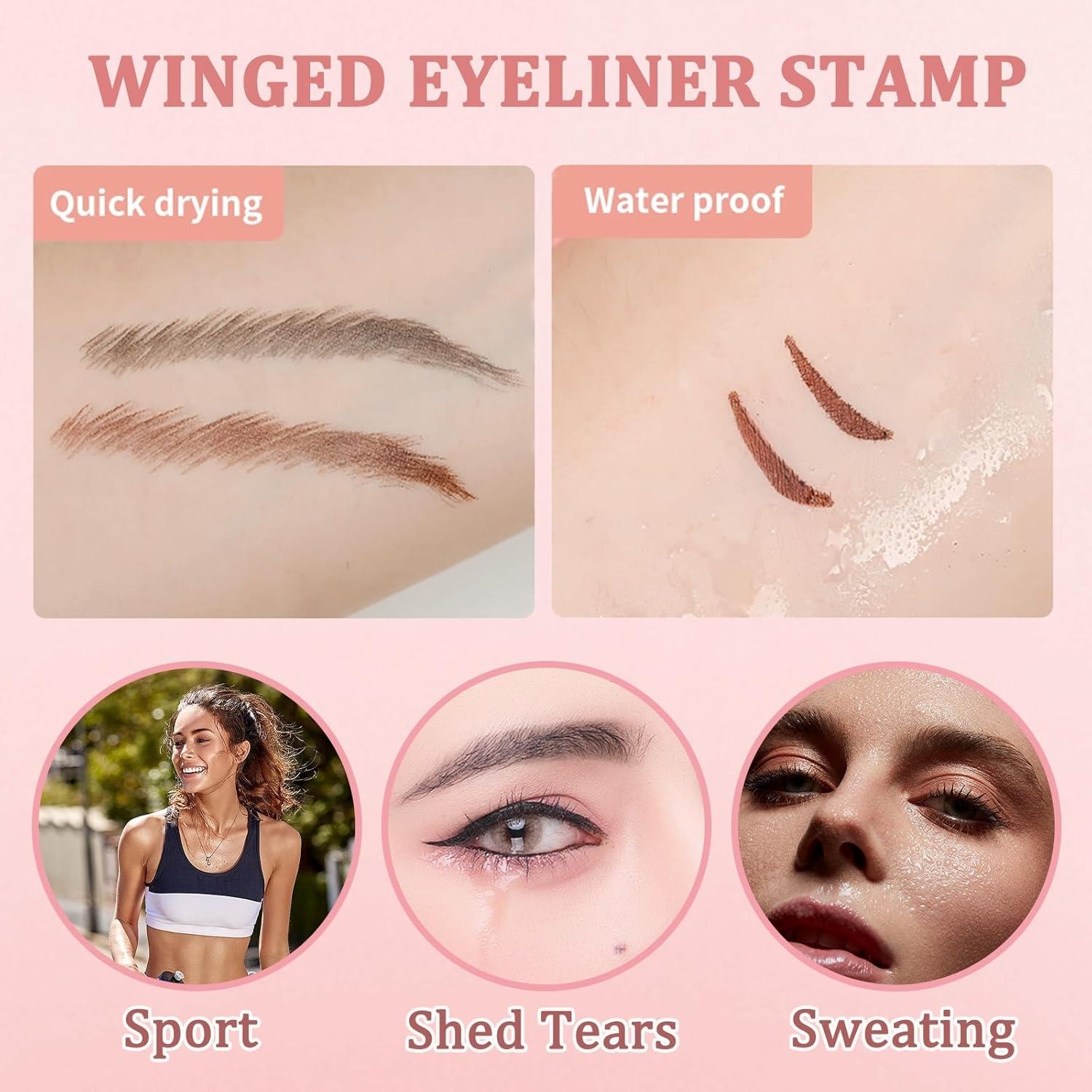 Eyeliner Stamp Upgraded Foldable Eyeliner Stamp for Perfect Wings, Waterproof Eyeliners Tool, Smudge Proof Eyeliners Pen for Beginners